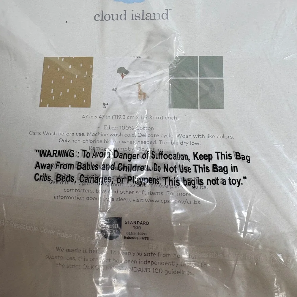 Cloud Island Muslin Blankets 3pk 47x47 Multi NEW Cotton Swaddle Giraffe zebra